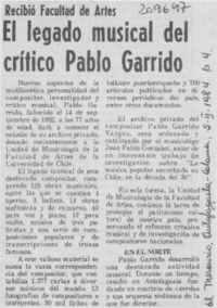 El legado musical del crítico Pablo Garrido El legado musical del crítico Pablo Garrido