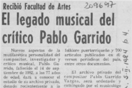 El legado musical del crítico Pablo Garrido El legado musical del crítico Pablo Garrido