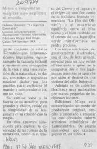 Mitos o respuestas mágicas que explican el mundo Mitos o respuestas mágicas que explican el mundo