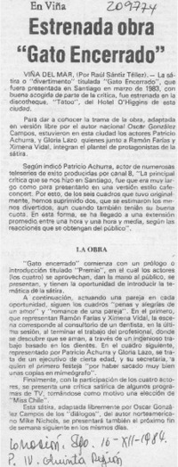 Estrenada obra "Gato encerrado" Estrenada obra "Gato encerrado"