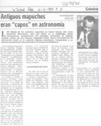 Antiguos mapuches eran "capos" en astronomía Antiguos mapuches eran "capos" en astronomía