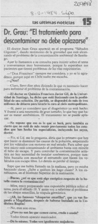 Dr. Grau, "El tratamiento para descontaminar no debe aplazarse" Dr. Grau, "El tratamiento para descontaminar no debe aplazarse"