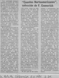 "Cuentos norteamericanos", selección de F. Emmerich "Cuentos norteamericanos", selección de F. Emmerich