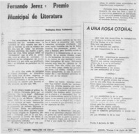 Fernando Jerez, Premio Municipal de Literatura Fernando Jerez, Premio Municipal de Literatura