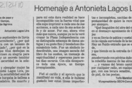 Homenaje a Antonieta Lagos Lira Homenaje a Antonieta Lagos Lira