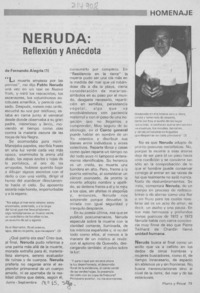 Neruda, reflexión y anécdota Neruda, reflexión y anécdota