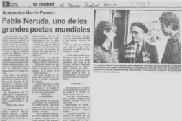 Académico Martín Panero, "Pablo Neruda, uno de los grandes poetas mundiales" Académico Martín Panero, "Pablo Neruda, uno de los grandes poetas mundiales"