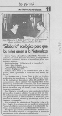 "Silabario" ecológico para que los niños amen a la naturaleza "Silabario" ecológico para que los niños amen a la naturaleza