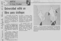 Universidad editó un libro para sicólogos Universidad editó un libro para sicólogos