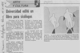 Universidad editó un libro para sicólogos Universidad editó un libro para sicólogos