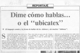 Dime cómo hablas -- o el "ubicatex" Dime cómo hablas -- o el "ubicatex"