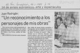 Juan Radrigán, "Un reconocimiento a los personajes de mis obras" Juan Radrigán, "Un reconocimiento a los personajes de mis obras"