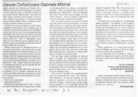 Desde Oxford para Gabriela Mistral Desde Oxford para Gabriela Mistral