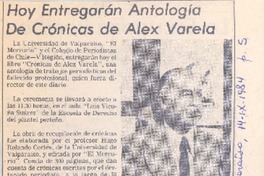 Hoy entregarán antología de crónicas de Alex Barela Hoy entregarán antología de crónicas de Alex Barela