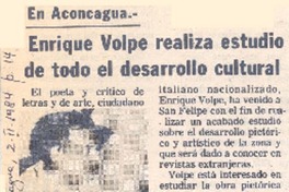Enrique Volpe realiza estudio de todo el desarrollo cultural. Enrique Volpe realiza estudio de todo el desarrollo cultural.