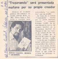 "Trapananda" será presentada mañana por su propio creador. "Trapananda" será presentada mañana por su propio creador.