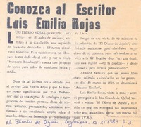 Conozca al escritor Luis Emilio Rojas. Conozca al escritor Luis Emilio Rojas.