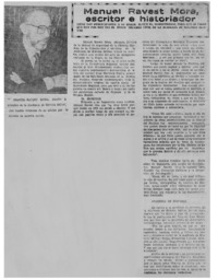 Manuel Ravest Mora, escritor e historiador. Manuel Ravest Mora, escritor e historiador.