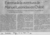 Estrenada la aventura de Manuel leoniasen Chiloé. Estrenada la aventura de Manuel leoniasen Chiloé.
