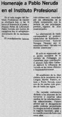 Homenaje a Pablo Neruda en el instituto profesional. Homenaje a Pablo Neruda en el instituto profesional.