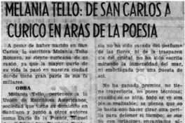 Melania Tello: de San Carlos a Curicó en aras de la poesía. Melania Tello: de San Carlos a Curicó en aras de la poesía.