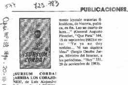 ¡Sursum Corda! ¡Arriba los corazones!. ¡Sursum Corda! ¡Arriba los corazones!.