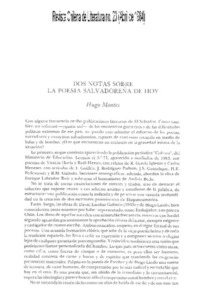 Dos notas sobre la poesía salvadoreña de hoy Dos notas sobre la poesía salvadoreña de hoy