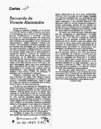 Recuerdo de Vicente Aleixandre Recuerdo de Vicente Aleixandre