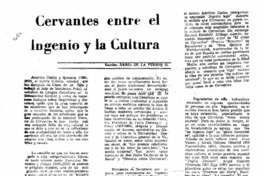 Cervantes entre el ingenio y la cultura Cervantes entre el ingenio y la cultura