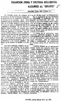 Tradición judía y cultura occidental alcances al "Quijote" Tradición judía y cultura occidental alcances al "Quijote"