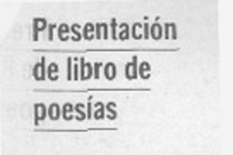 Presentación de libro de poesías. Presentación de libro de poesías.