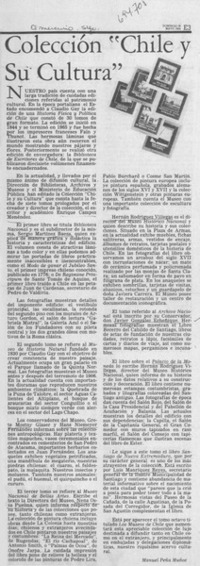 Colección "Chile y su cultura" Colección "Chile y su cultura"
