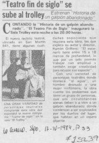 Teatro fin de siglo" se sube al trolley. Teatro fin de siglo" se sube al trolley.
