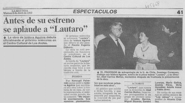 Antes de su estreno se aplaude a "Lautaro".
