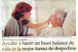 Ayudar a hacer un buen balance de vida es la mejor forma de despedirse  [artículo] María Paz Carvajal.