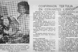 Confirmada tertulia en Cervantes libros.  [artículo]