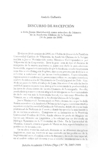 Discurso de recepción