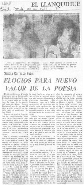 Elogios para nuevo valor de la poesía.