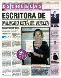 Escritora de milagro está de vuelta  [artículo] Mauricio Rojas.