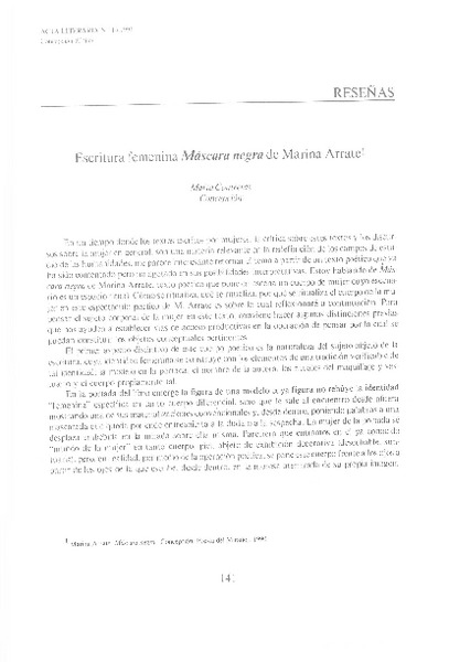 Escritura femenina Máscara negra de Marina Arrate