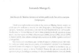 Escrituras de Marina Arrate o el relato poético de los entre-cuerpos (im)propios  [artículo] Fernanda Moraga G.