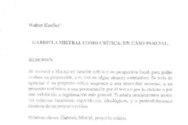 Gabriela Mistral como crítica  [artículo] Walter Hoefler.
