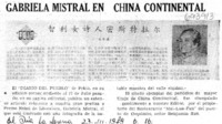 Gabriela Mistral en China continental.