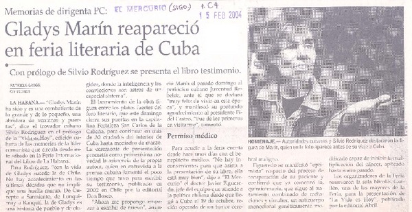Gladys Marín reapareció en feria literaria de Cuba