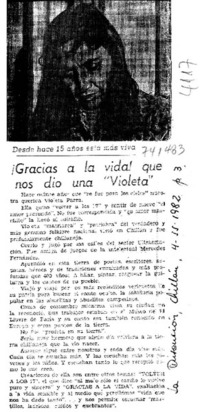 ¡Gracias a la vida! que nos dio una "Violeta"