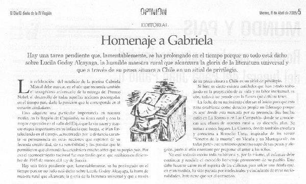 Homenaje a Gabriela