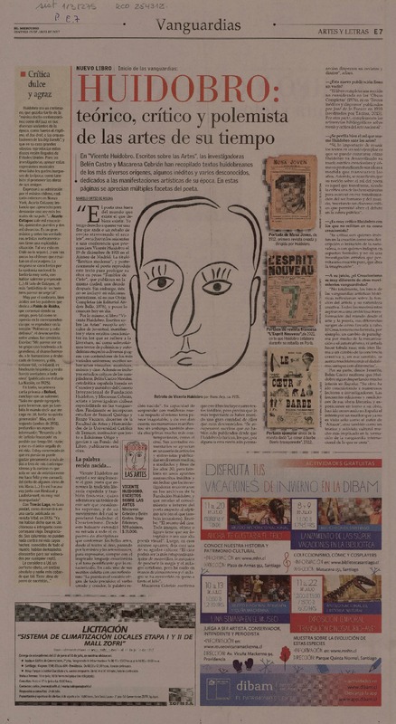 Huidobro: teórico, crítico y polemista de las artes de su tiempo  [artículo] Marilú Ortiz de Rozas.