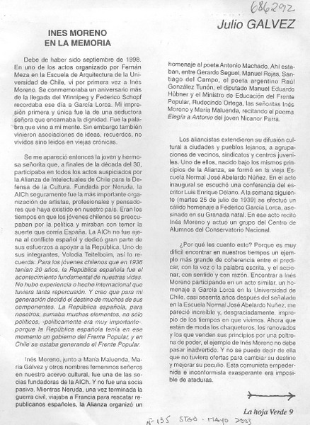 Inés Moreno en la memoria