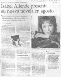 Isabel Allende presenta su nueva novela en agosto