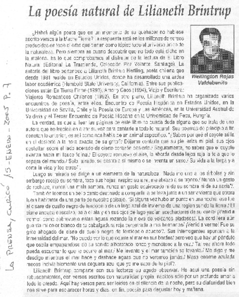 La poesía natural de Lilianeth Brintrup